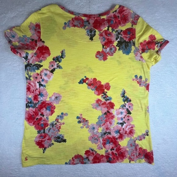 Cottagecore Floral Tee Joules US 14 Yellow Boho Spring Garden Casual Cotton Top - Picture 9 of 9